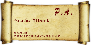 Petrás Albert névjegykártya