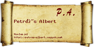 Petrás Albert névjegykártya